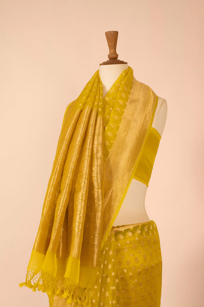 Handwoven Mustard Organza Sari