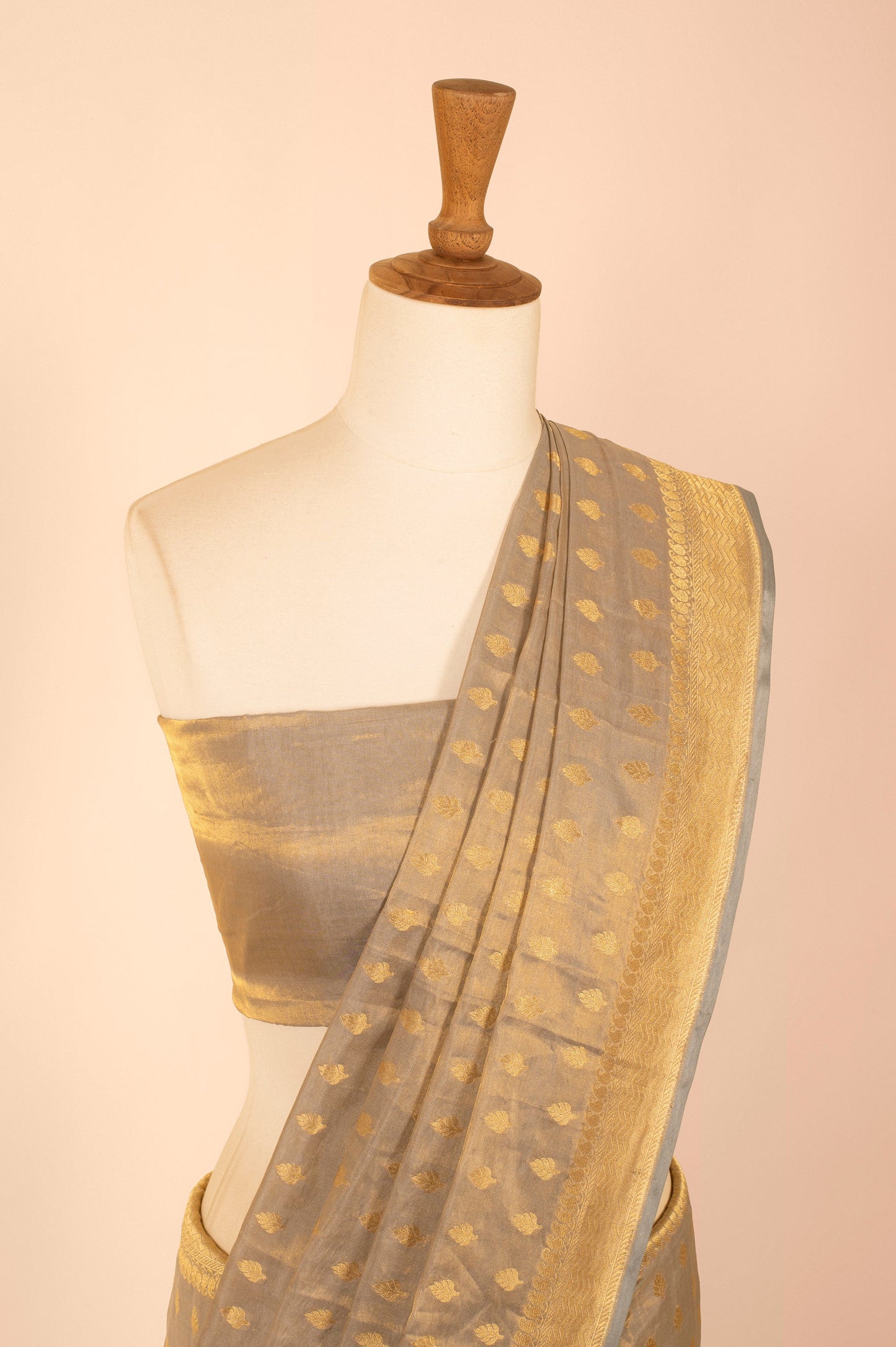 Handwoven Grey Tissue Sari