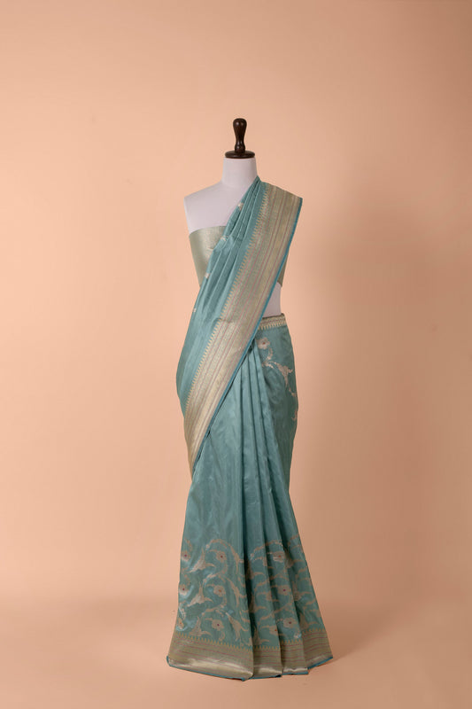 Handwoven Blue Silk Saree