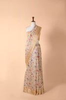 Handwoven Beige Chanderi Saree
