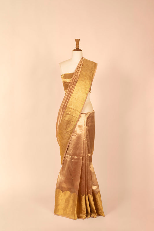 Handwoven Bronze Tissue Sari