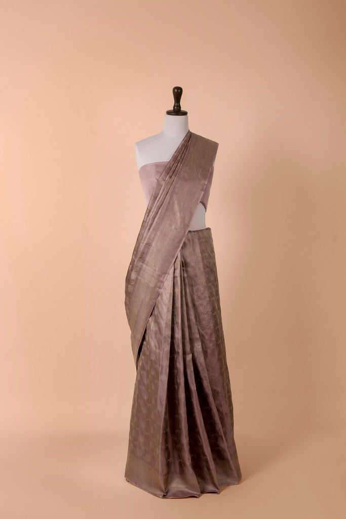 Handwoven Mauve Tissue Saree