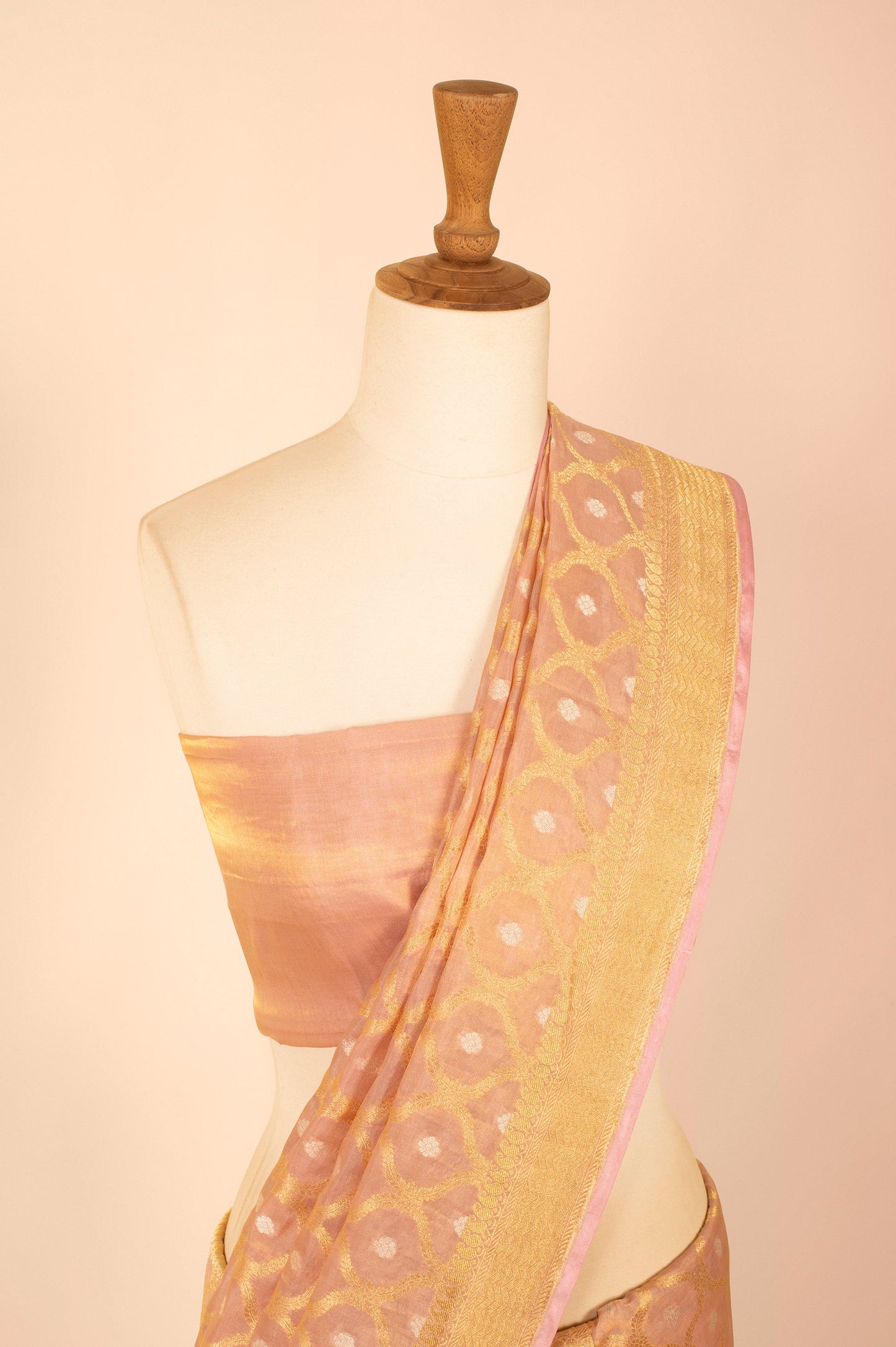 Handwoven Pink Organza Sari