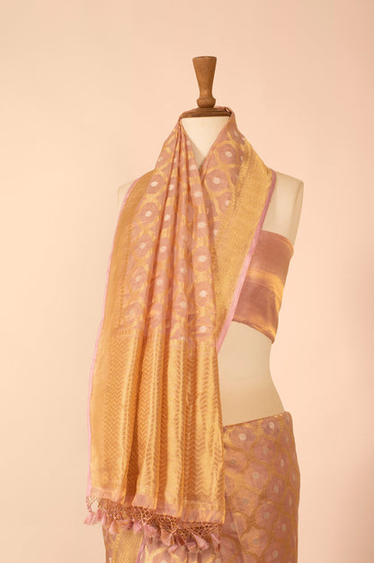 Handwoven Pink Organza Sari