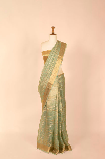 Handwoven Blue Organza Sari