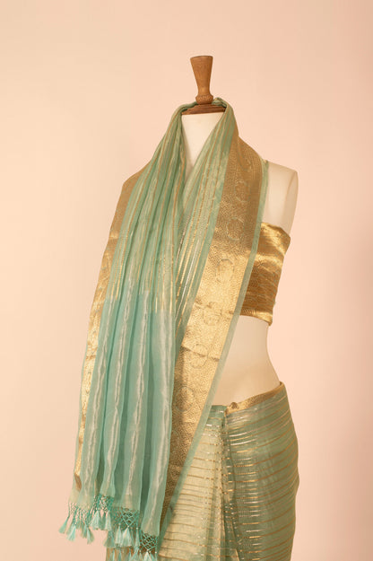 Handwoven Blue Organza Sari