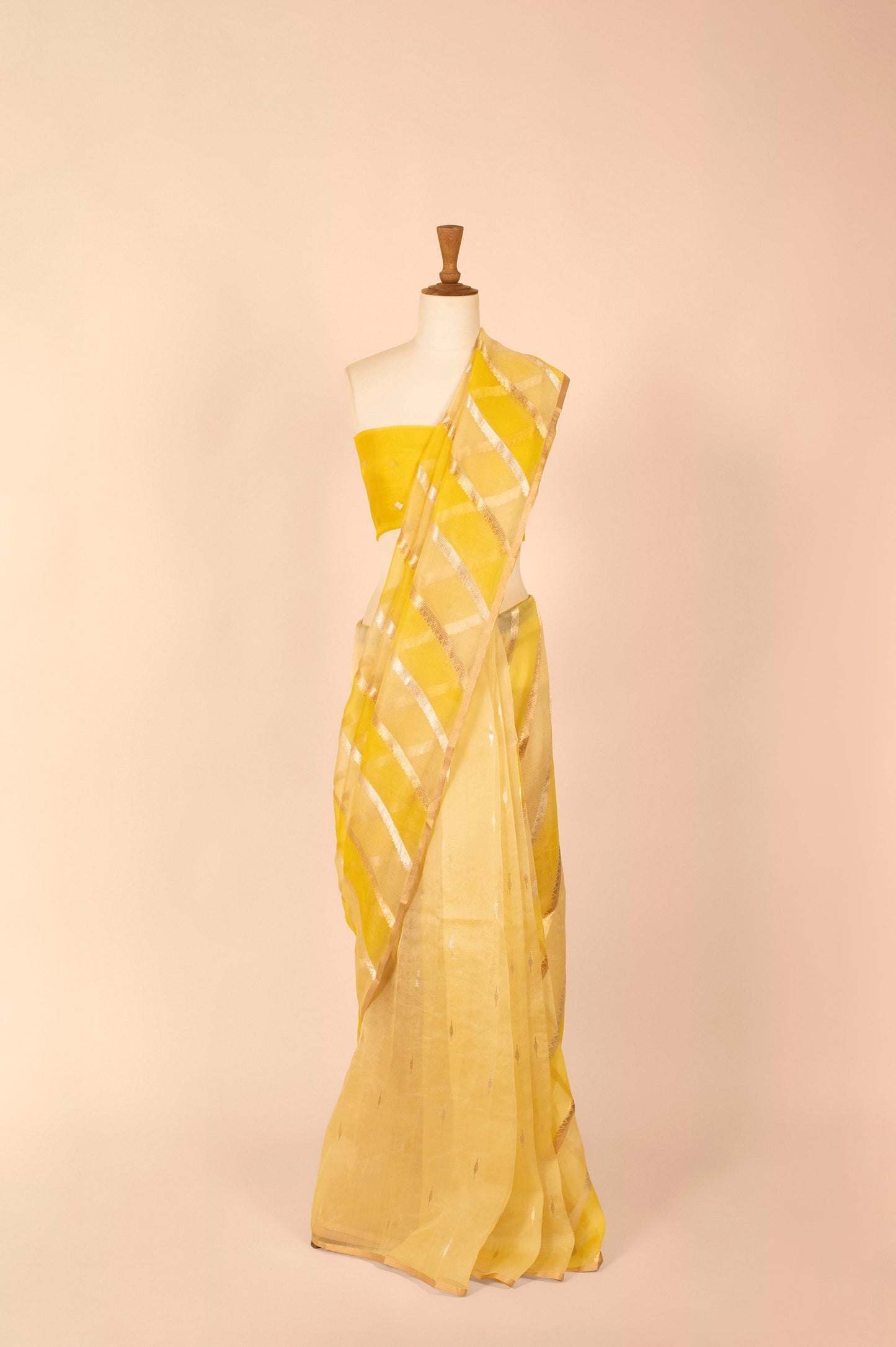 Handwoven Yellow Organza Sari