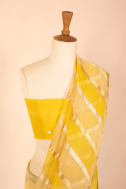 Handwoven Yellow Organza Sari