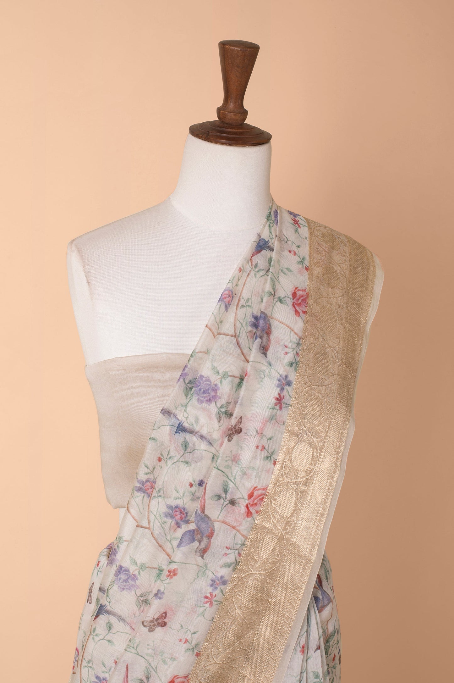 Handwoven Ivory Chanderi Sari