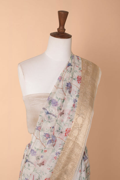 Handwoven Ivory Chanderi Sari