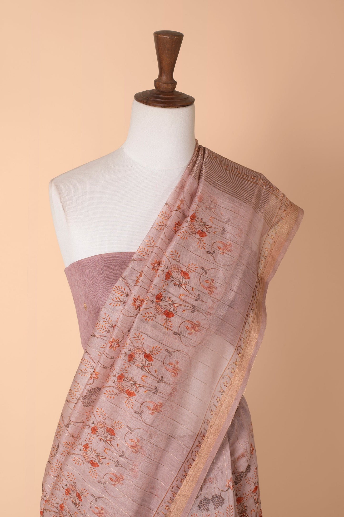 Handwoven Mauve Chanderi Sari