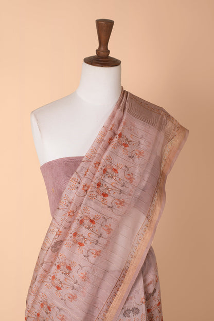 Handwoven Mauve Chanderi Sari