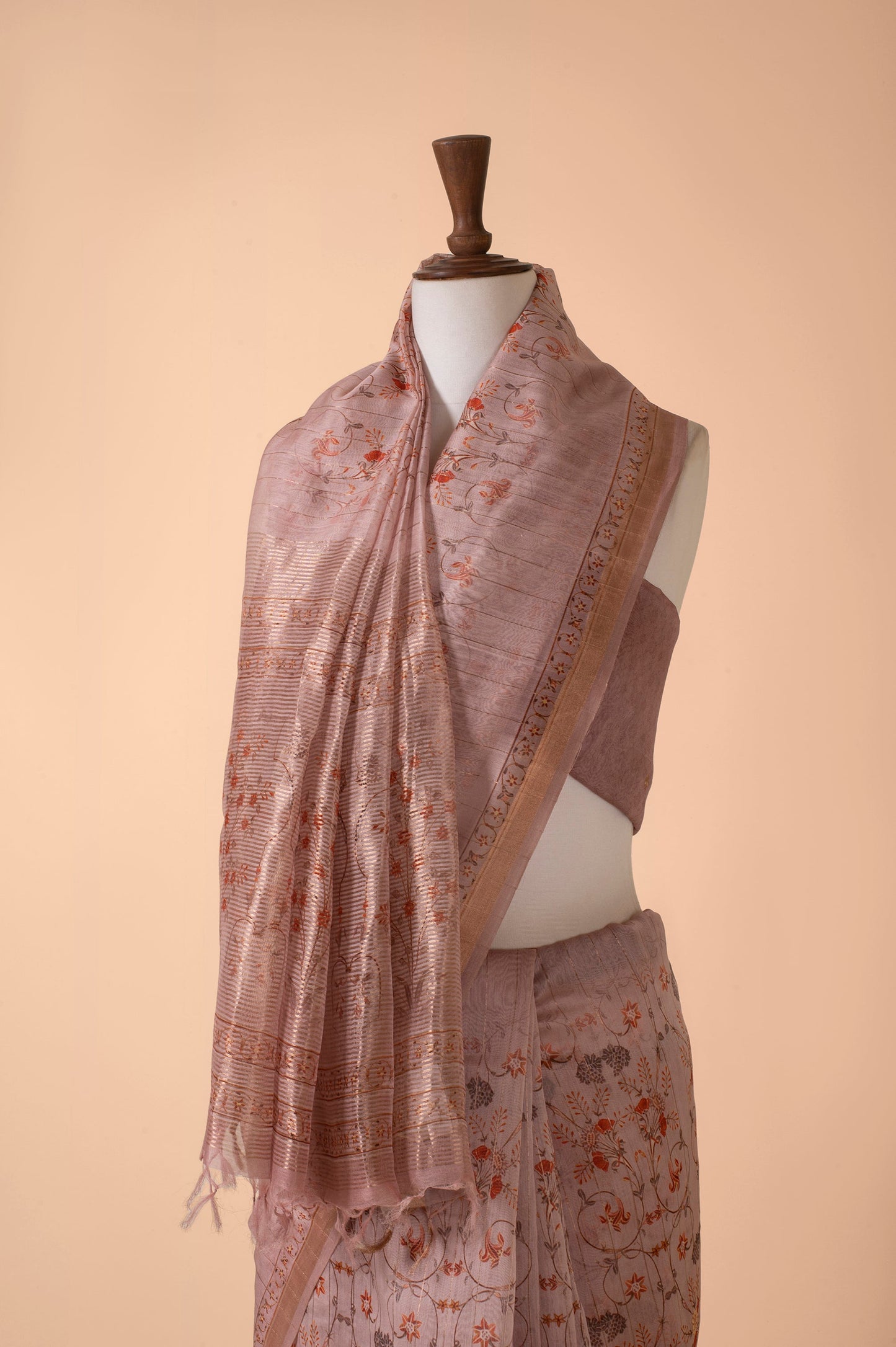 Handwoven Mauve Chanderi Sari