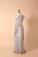 Handwoven Grey Chanderi Sari