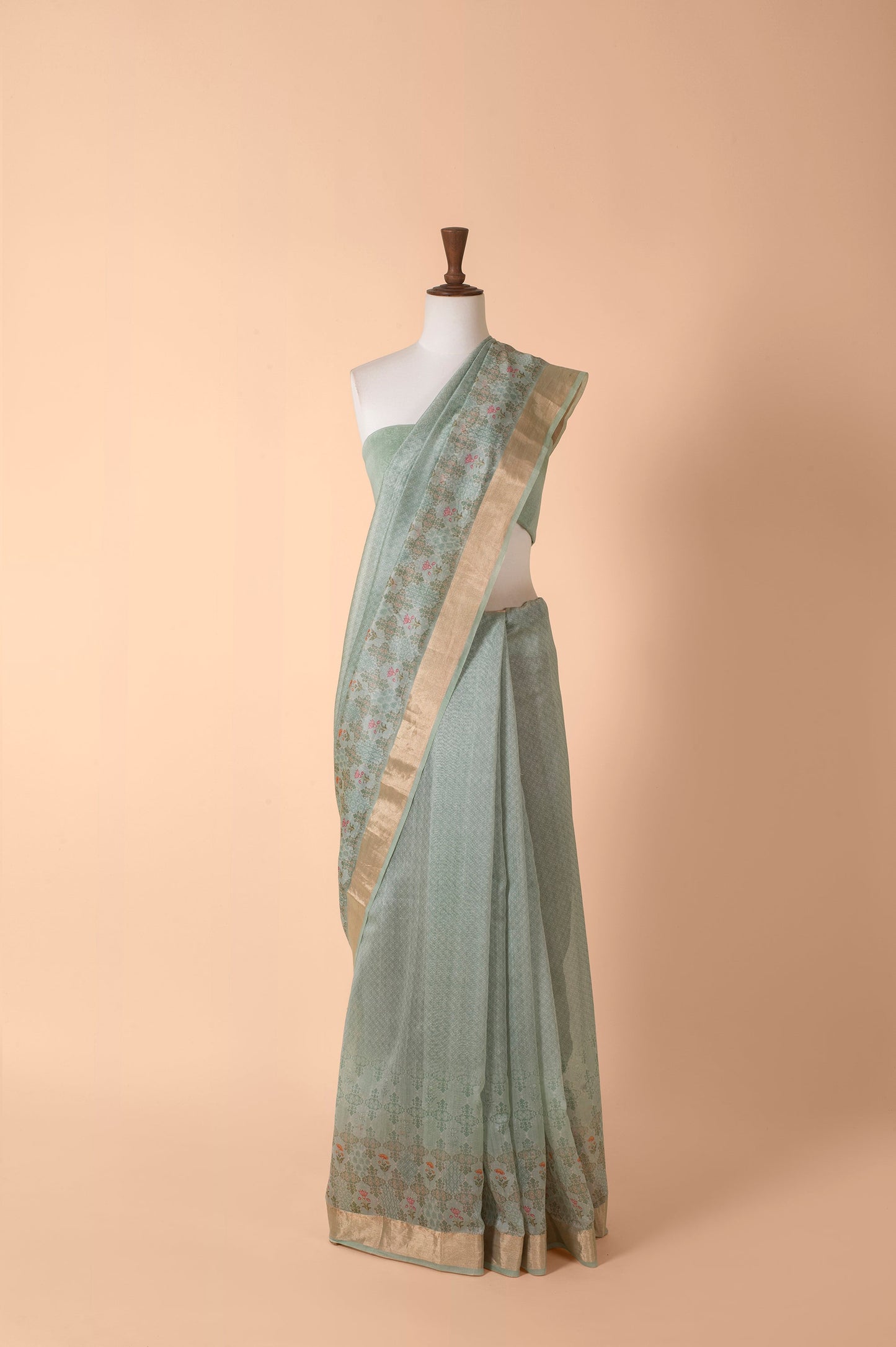 Handwoven Blue Chanderi Sari