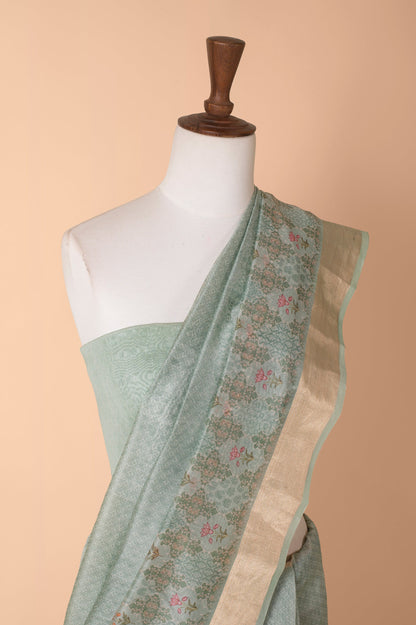 Handwoven Blue Chanderi Sari