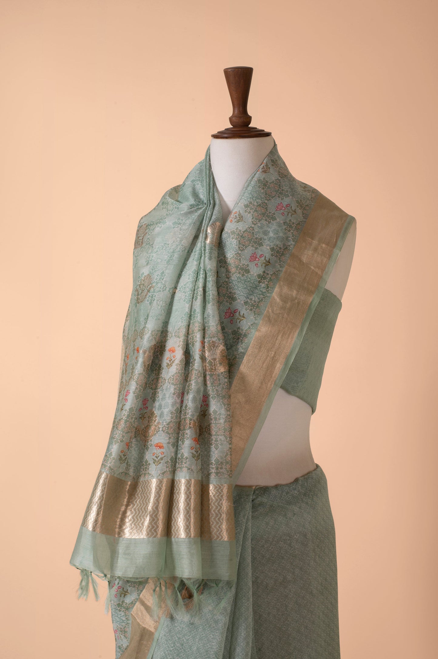 Handwoven Blue Chanderi Sari