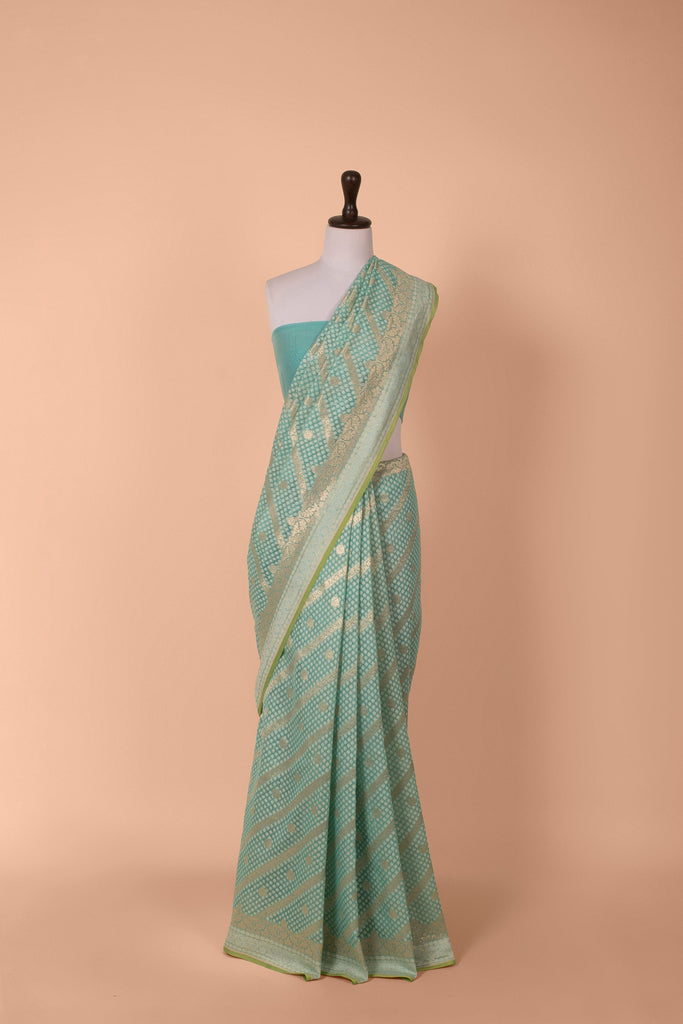 Handwoven Blue Cotton Saree