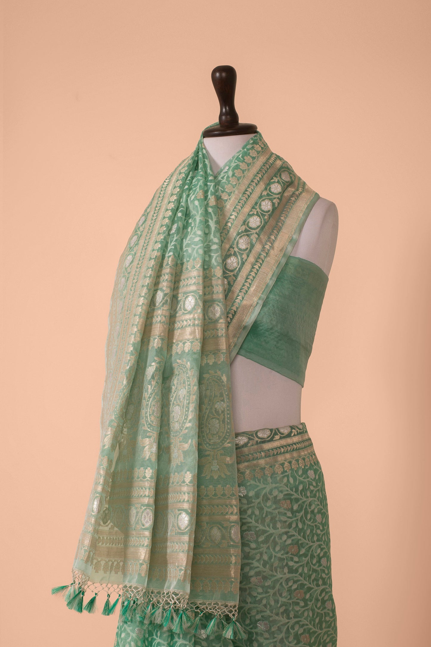 Handwoven Green Organza Saree