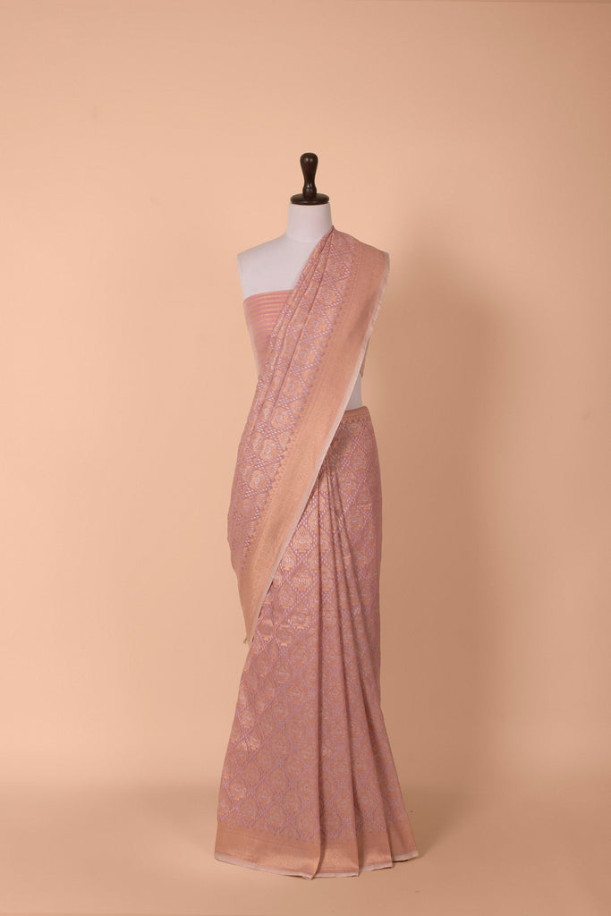 Handwoven Peach Cotton Saree