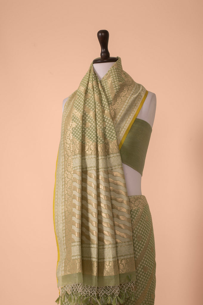 Handwoven Green Cotton Saree