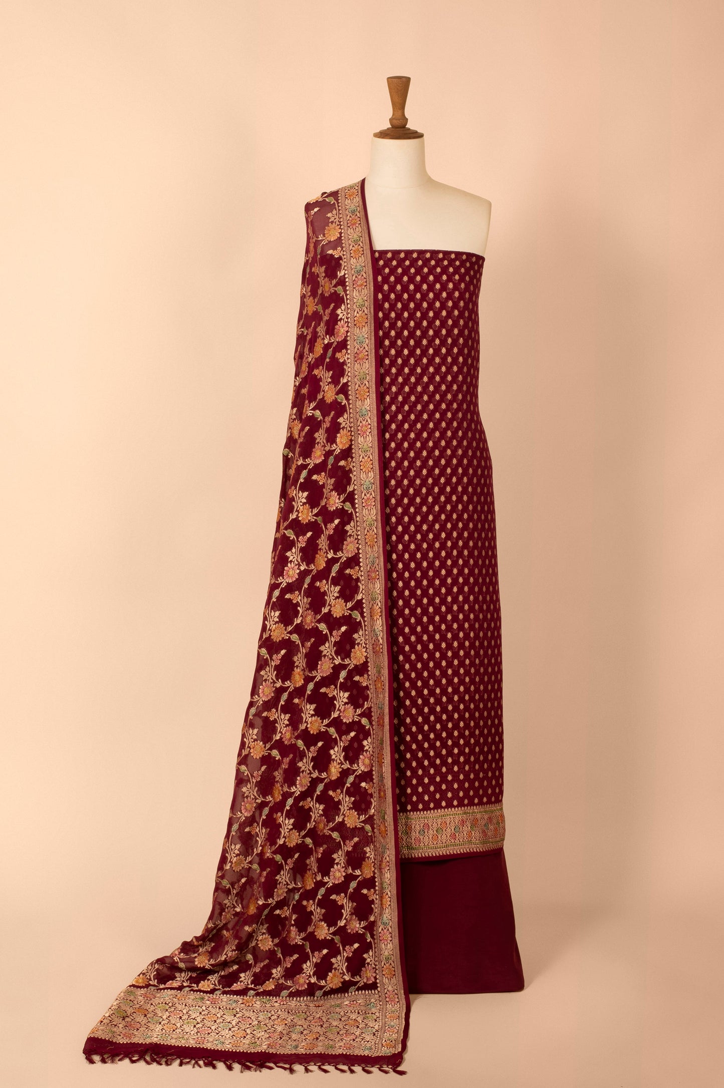 Handwoven Garnet Georgette Suit Piece