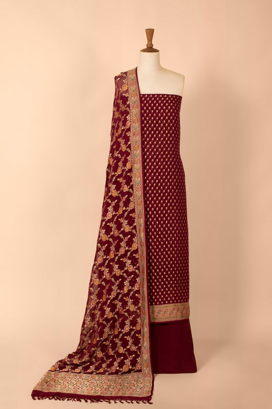 Handwoven Garnet Georgette Suit Piece