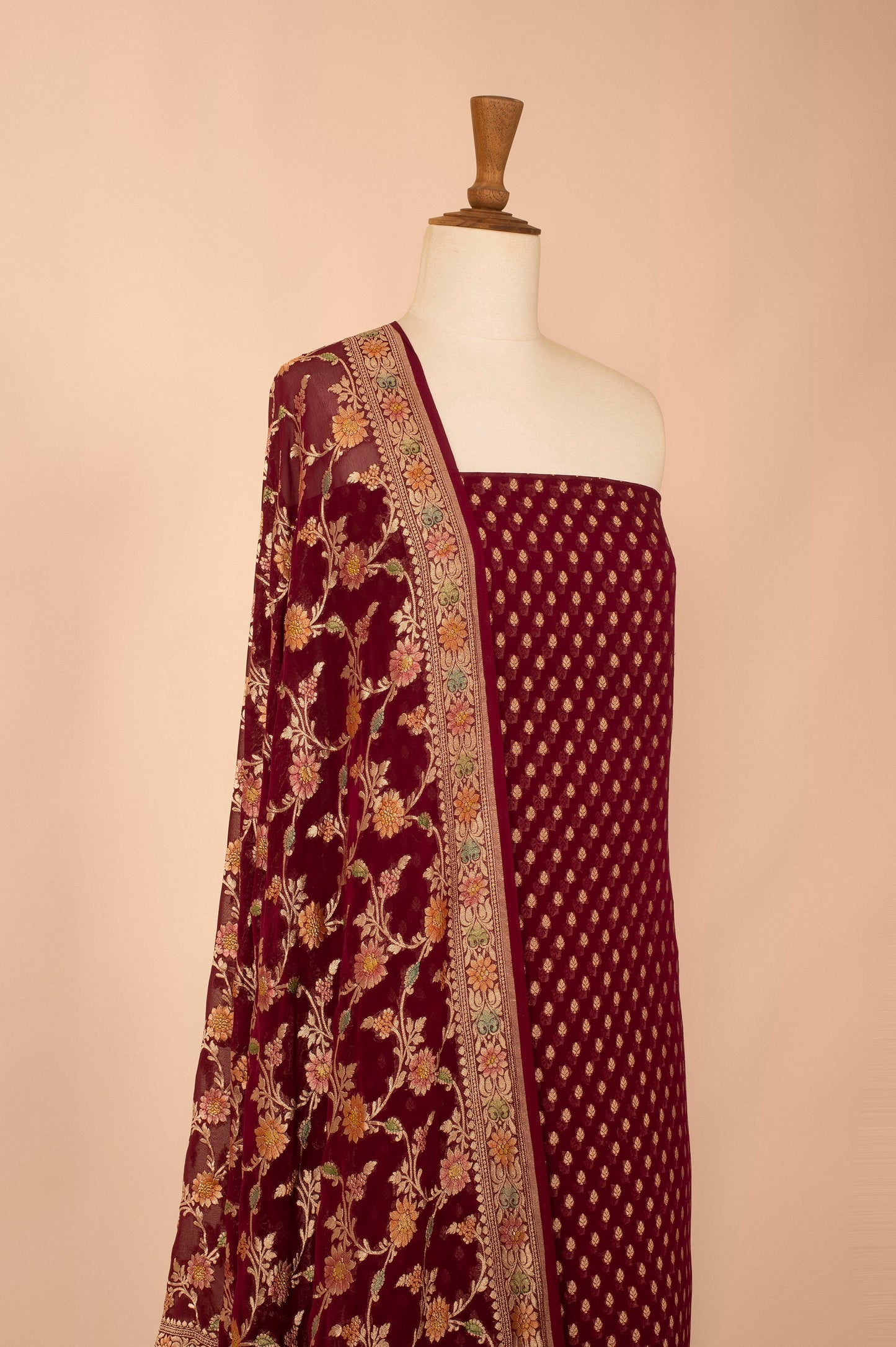 Handwoven Garnet Georgette Suit Piece