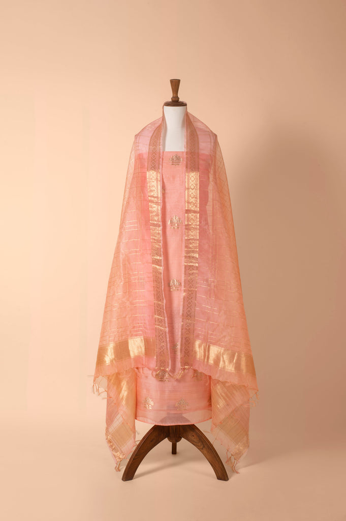 Handwoven Pink Linen Suit Piece