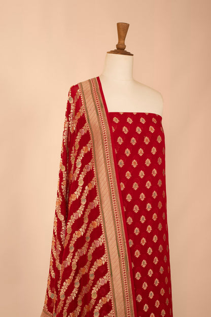 Handwoven Red Georgette Suit Piece