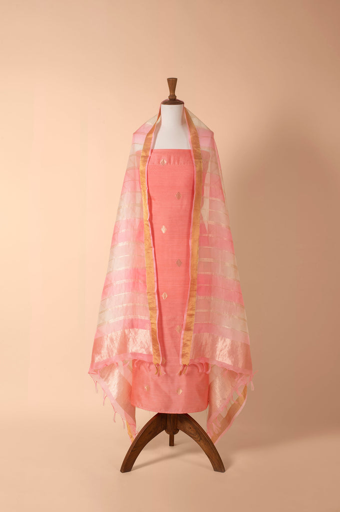 Handwoven Pink Linen Suit Piece