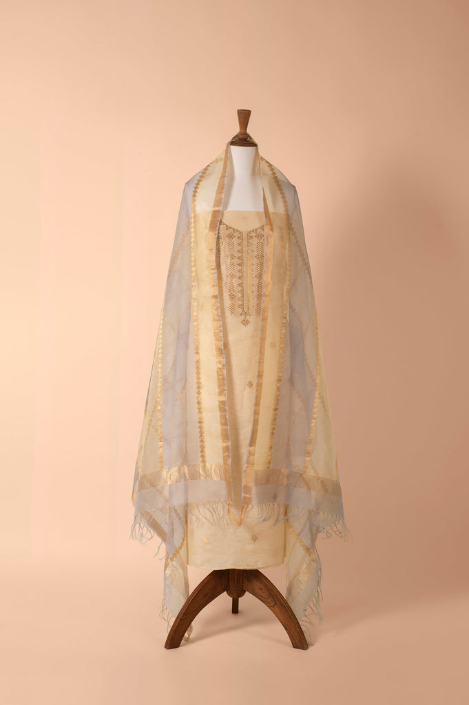 Handwoven Beige Linen Suit Piece