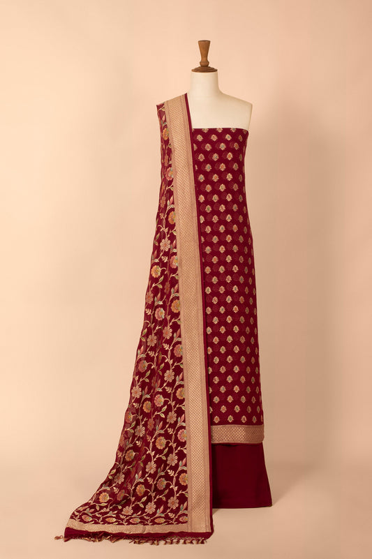 Handwoven Garnet Georgette Suit Piece