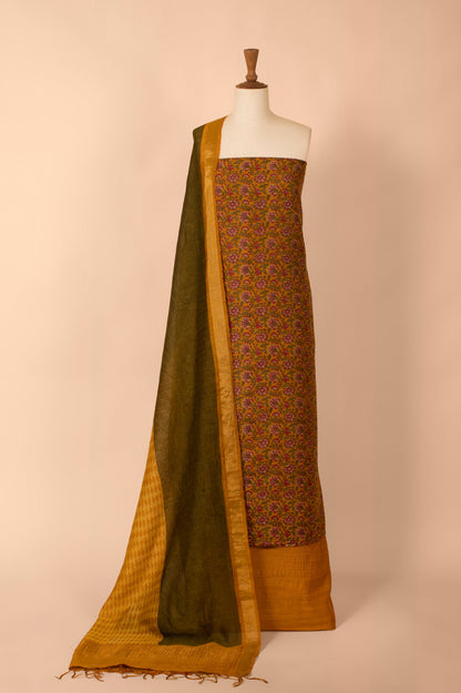 Handwoven Mustard Tussar Suit Piece