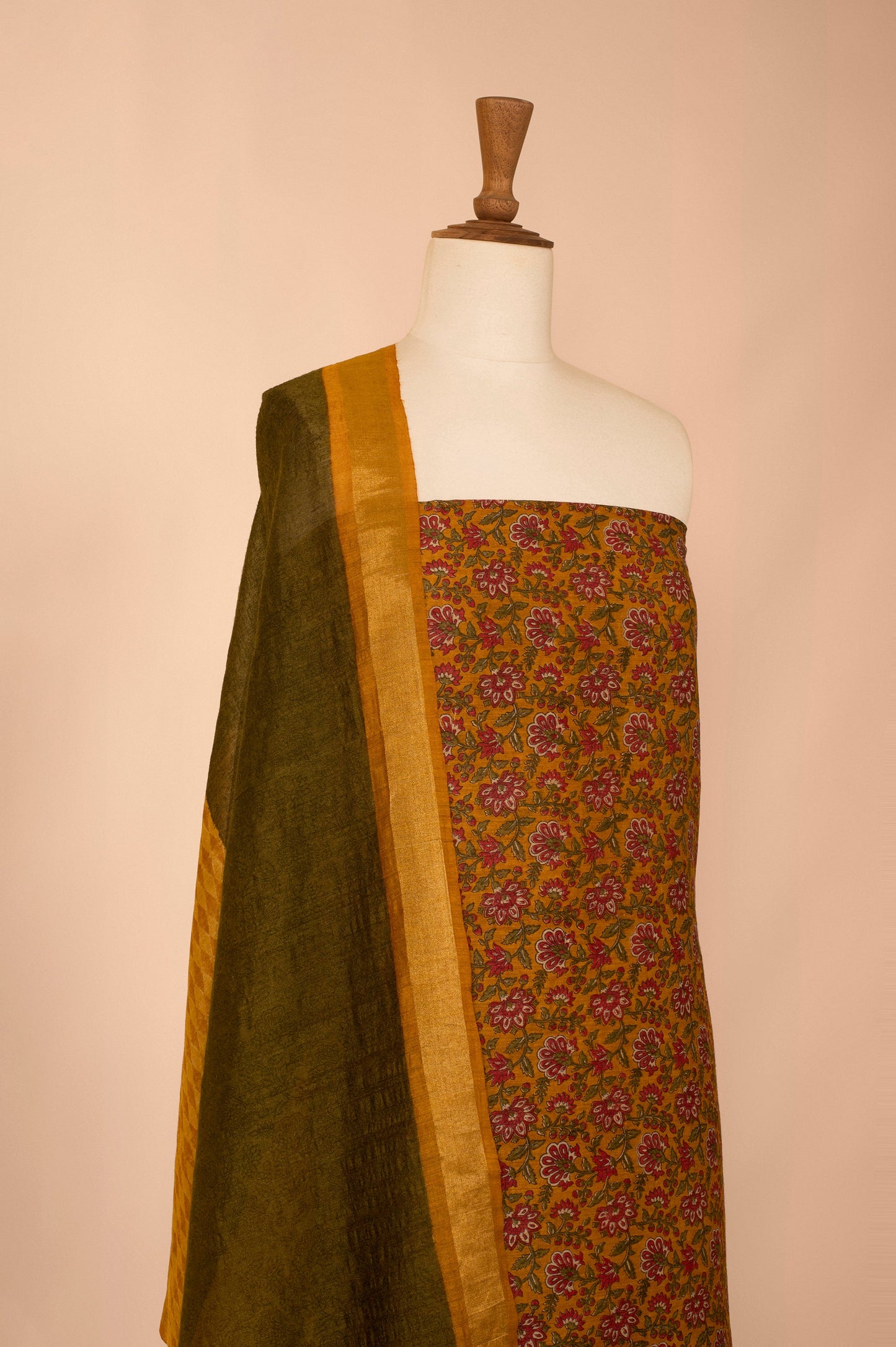 Handwoven Mustard Tussar Suit Piece