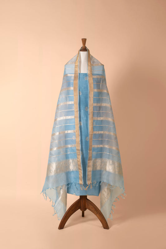 Handwoven Blue Chanderi Suit Piece