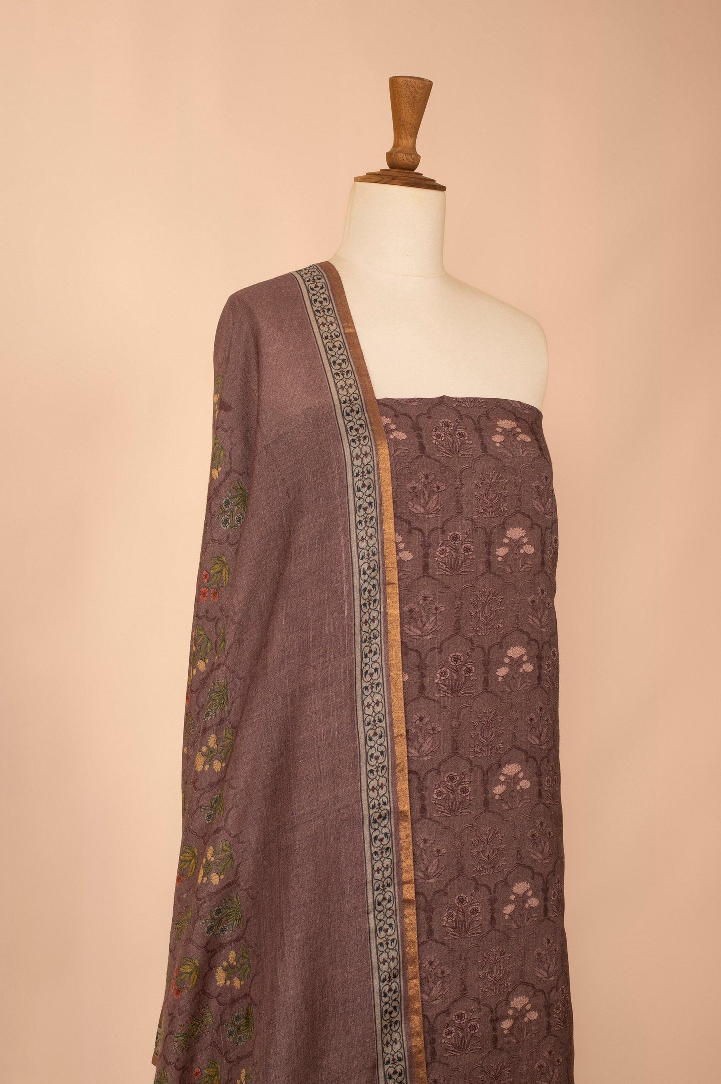 Handwoven Mauve Tussar Suit Piece