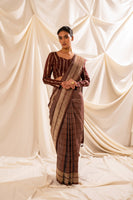 Handwoven Brown Silk Sari