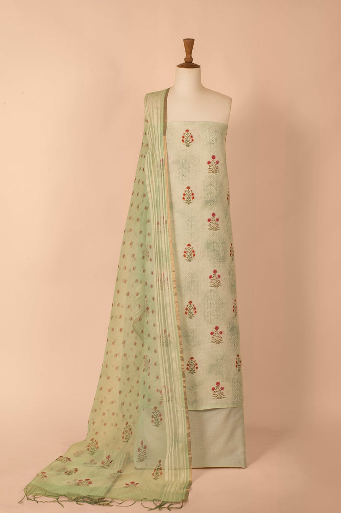 Handwoven Green Tussar Suit Piece