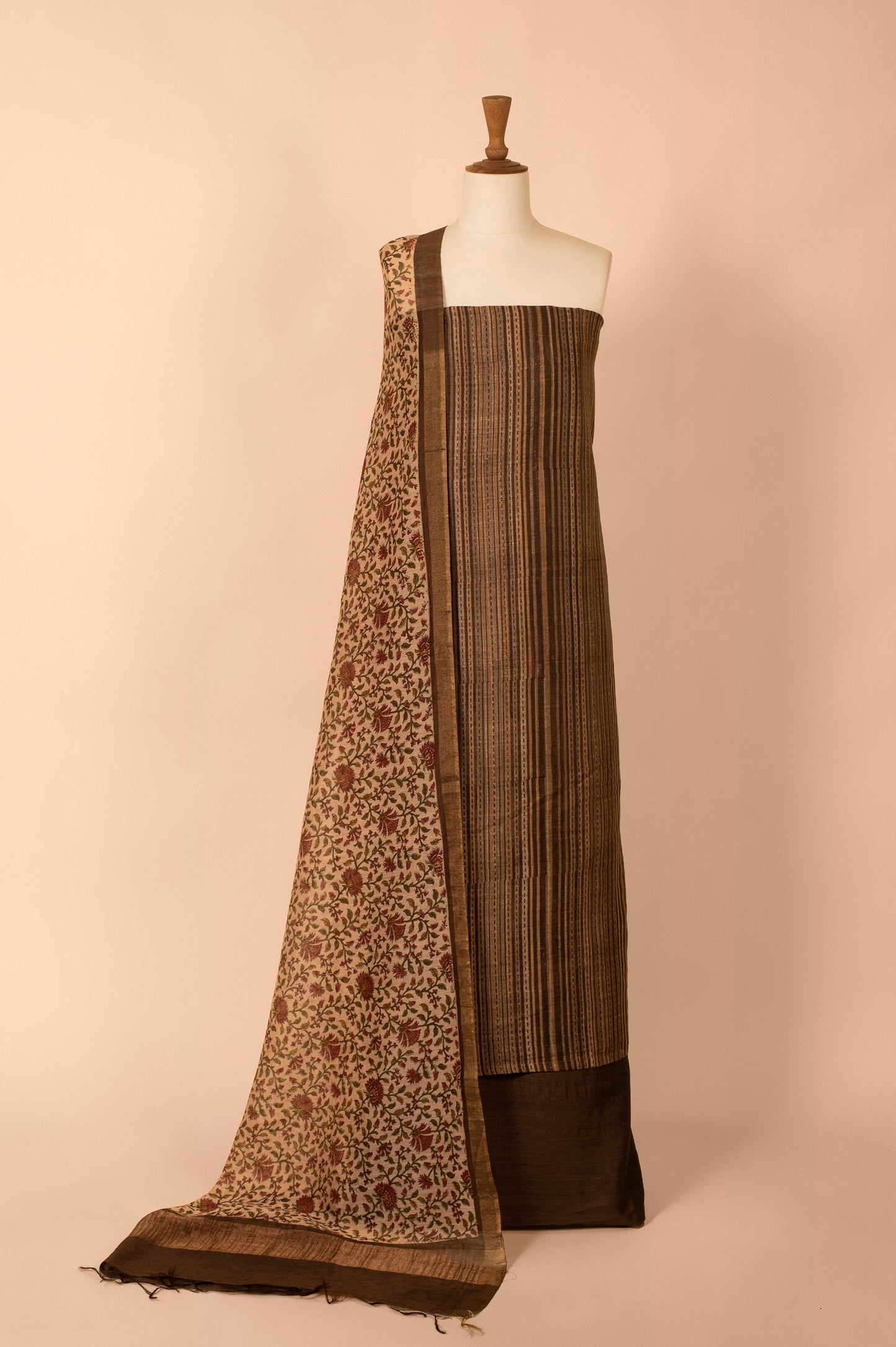 Handwoven Brown Tussar Suit Piece