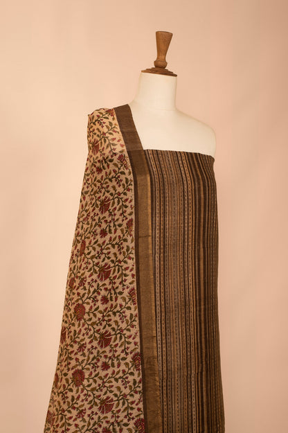 Handwoven Brown Tussar Suit Piece