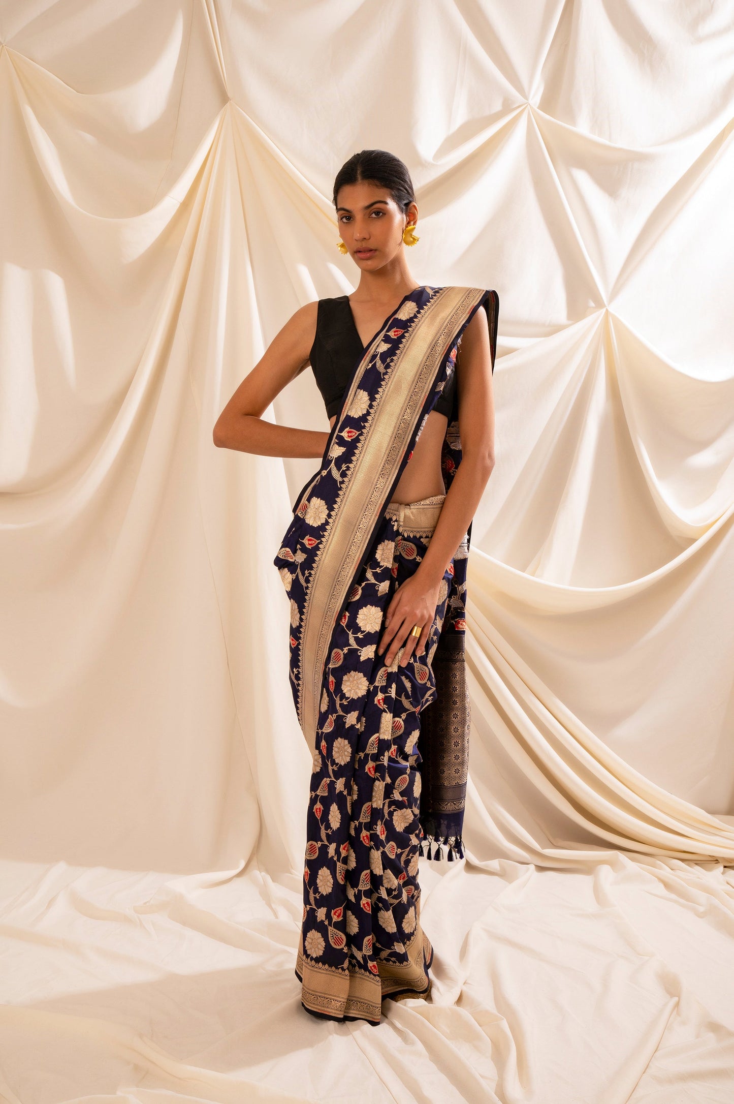 Handwoven Blue Silk Sari