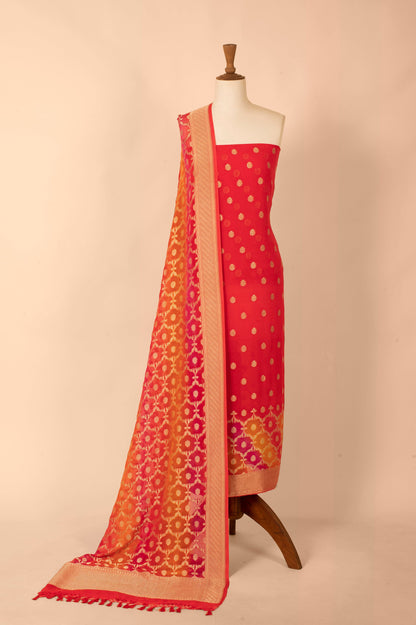 Handwoven Pink Georgette Suit Piece