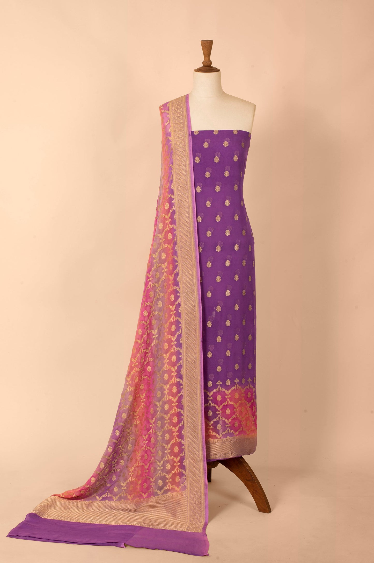 Handwoven Purple Georgette Suit Piece