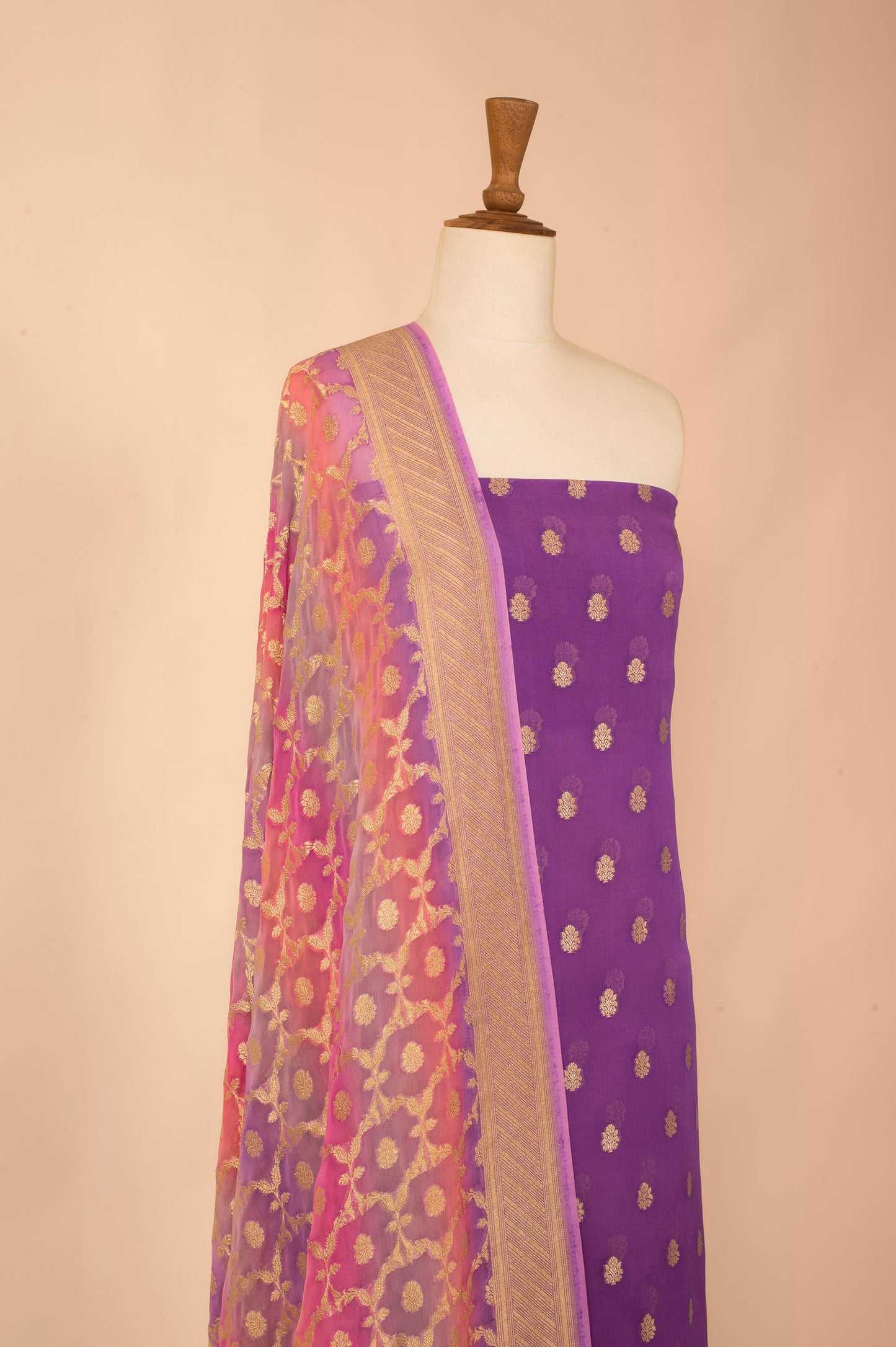 Handwoven Purple Georgette Suit Piece