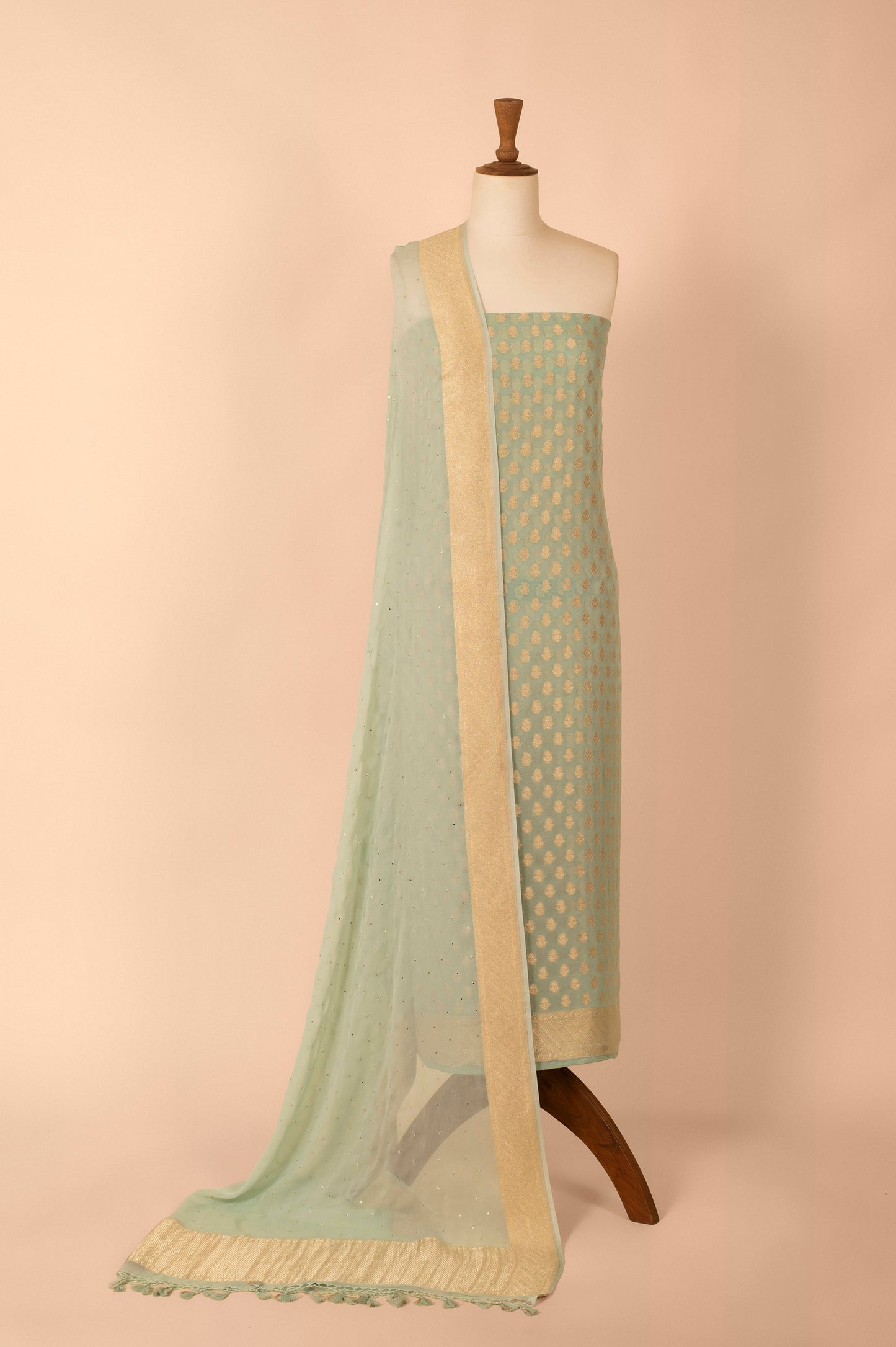 Handwoven Green Georgette Suit Piece