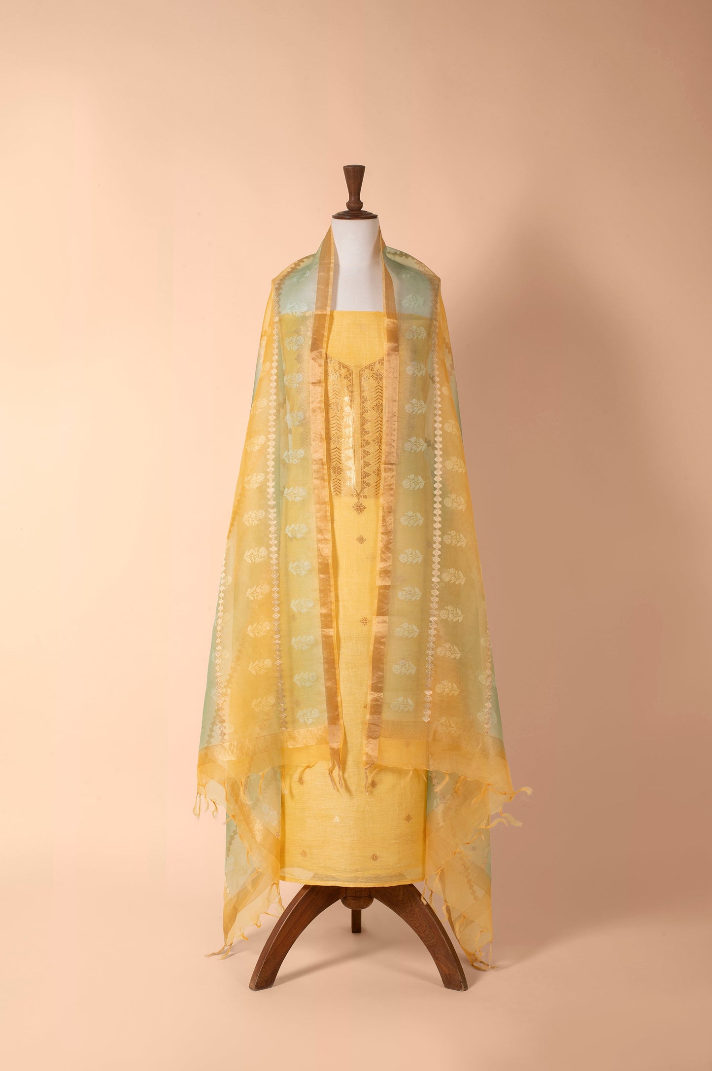 Handwoven Yellow Linen Suit Piece