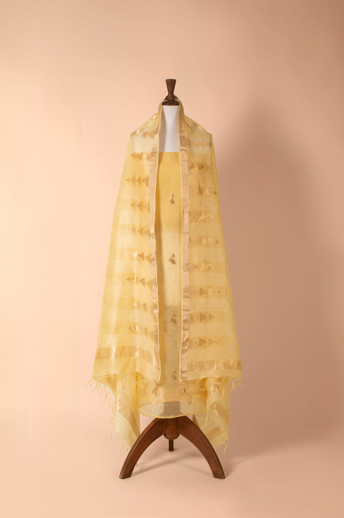 Handwoven Yellow Chanderi Suit Piece