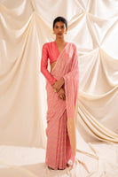 Handwoven Pink Georgette Sari