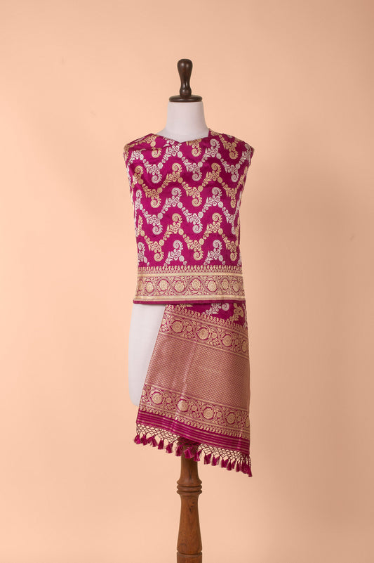 Handwoven Garnet Silk Dupatta